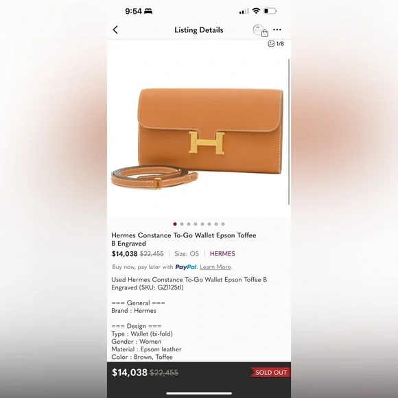 🔥the best deal HERMES CONSTANCE long wallet TO GO - Picture 5 of 13